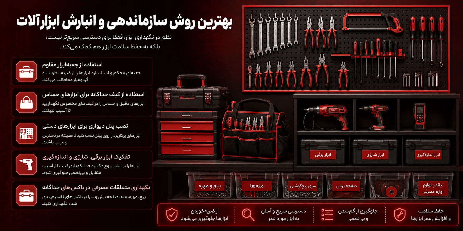 مهم‌ترین نکات نگهداری و افزایش عمر ابزارآلات؛ راهنمای کامل برای ابزارهای دستی، برقی، شارژی و بادی