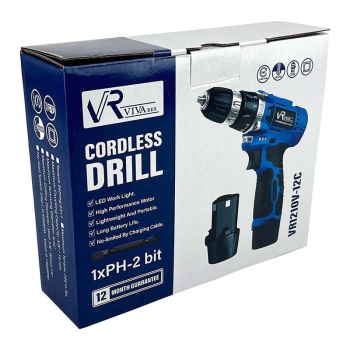 دریل پیچ گوشتی شارژی ویوارکس 12 ولت مدل VR1210V-12C تک باتری