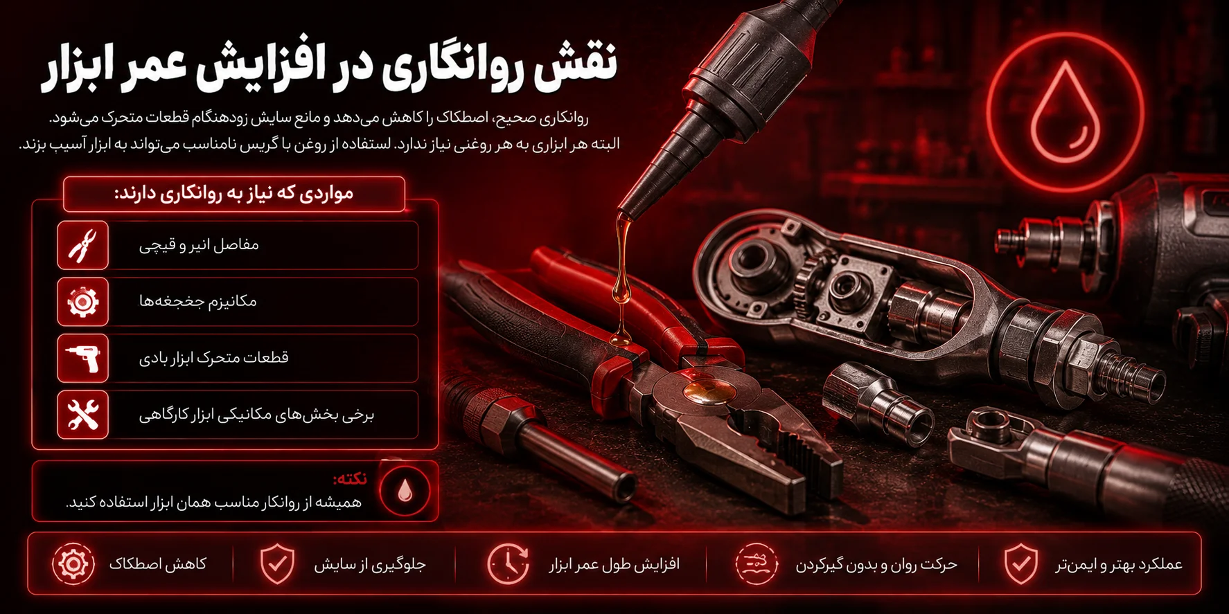 مهم‌ترین نکات نگهداری و افزایش عمر ابزارآلات؛ راهنمای کامل برای ابزارهای دستی، برقی، شارژی و بادی
